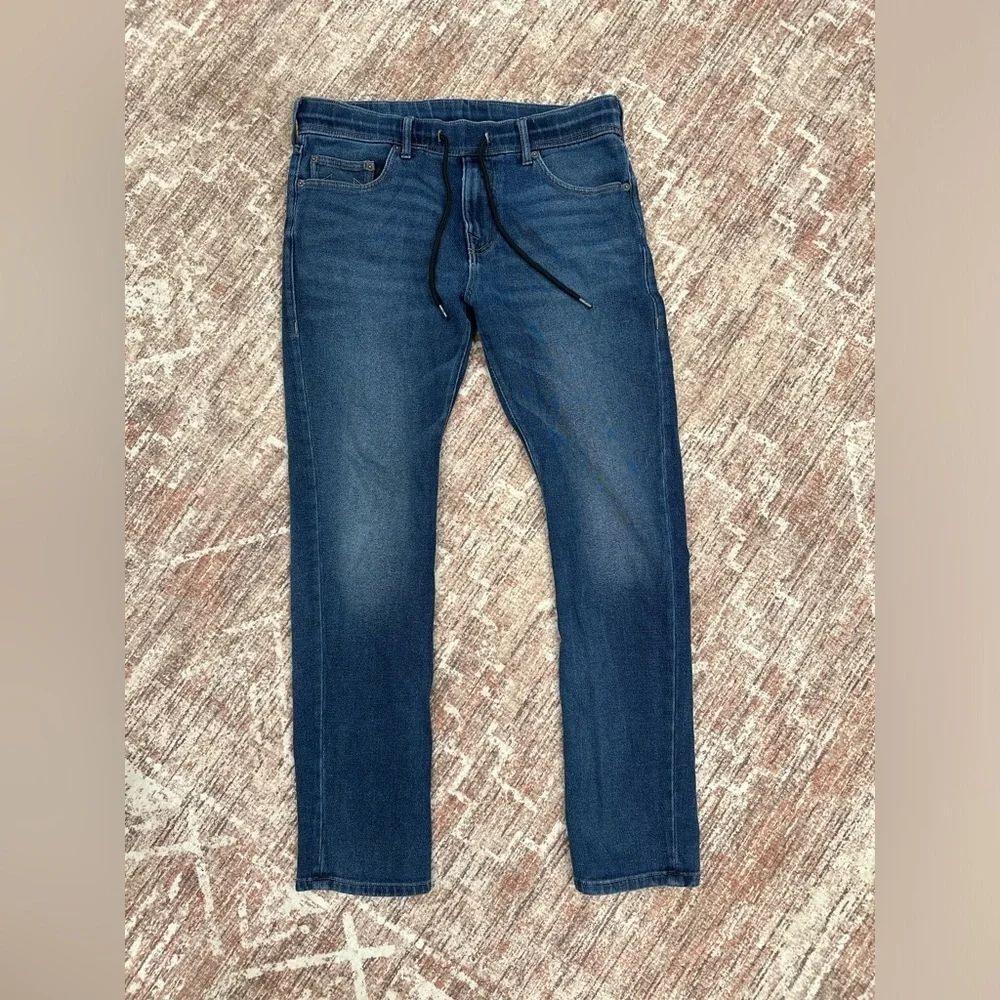 True Religion Twisted Dean Slim Blue Drawstring Denim Jeans Men's Size 31x30